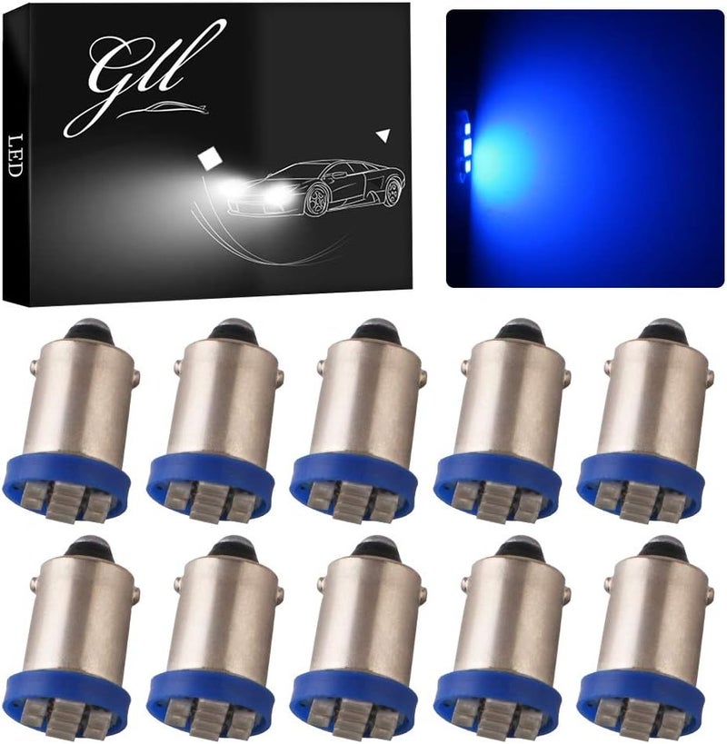 Grandview BA9 BA9S 53 57 1895 64111 White Car Vehicle BA9S Blue Super Bright LED Bulbs Used for Side Door Courtesy Lights Map Lights - Pack of 10 - Image 1